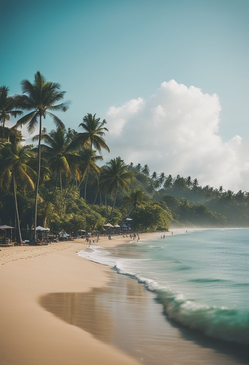 Golden sand, turquoise water, and lush greenery line the picturesque Seminyak Beach, one of Bali's top 5 beaches