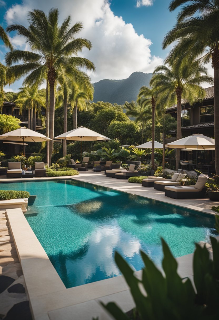 Lush gardens surround luxurious pools and spa facilities, while guests enjoy fine dining and outdoor activities at the top US resorts