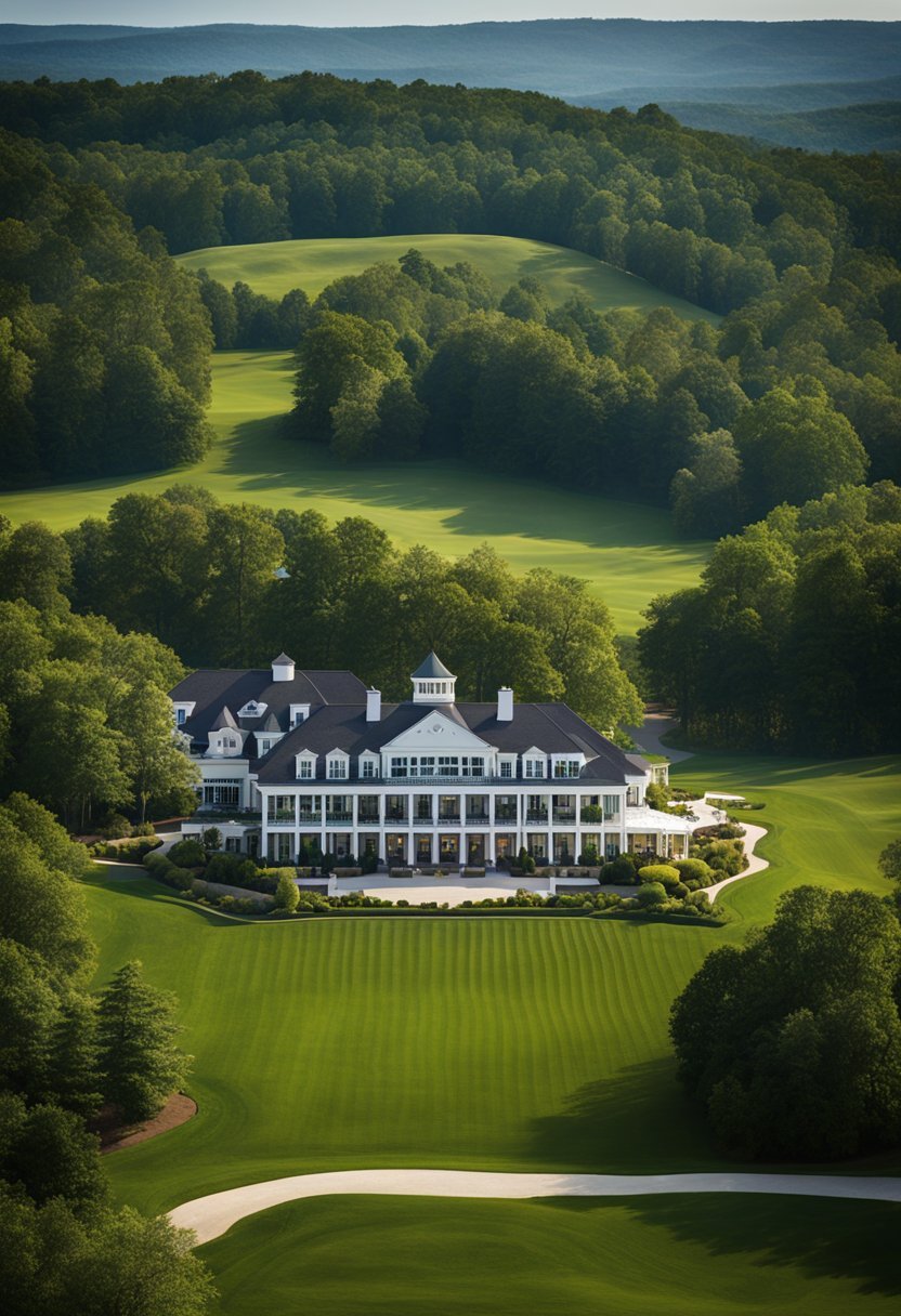 The Salamander Resort and Spa nestled in the rolling hills of Virginia, surrounded by lush greenery and a tranquil atmosphere